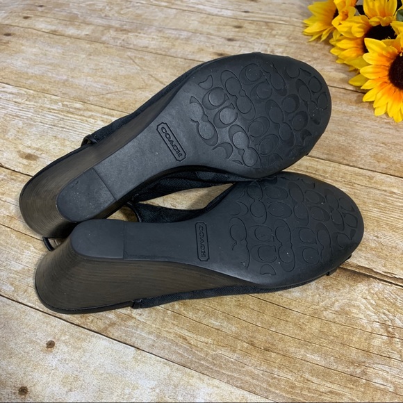 Coach black wedges have peep toe. Size 7 1/2 - Picture 7 of 9